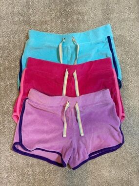 Lands' End Plush Terry Drawstring Shorts - Aqua, Fuchsia, Lavender